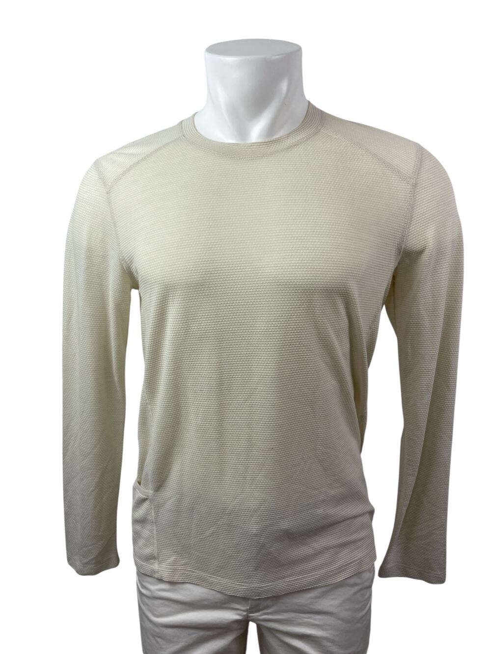 Allbirds Men's Cream Waffle Knit Long Sleeve Crew Neck Thermal T Shirt Tee Top M